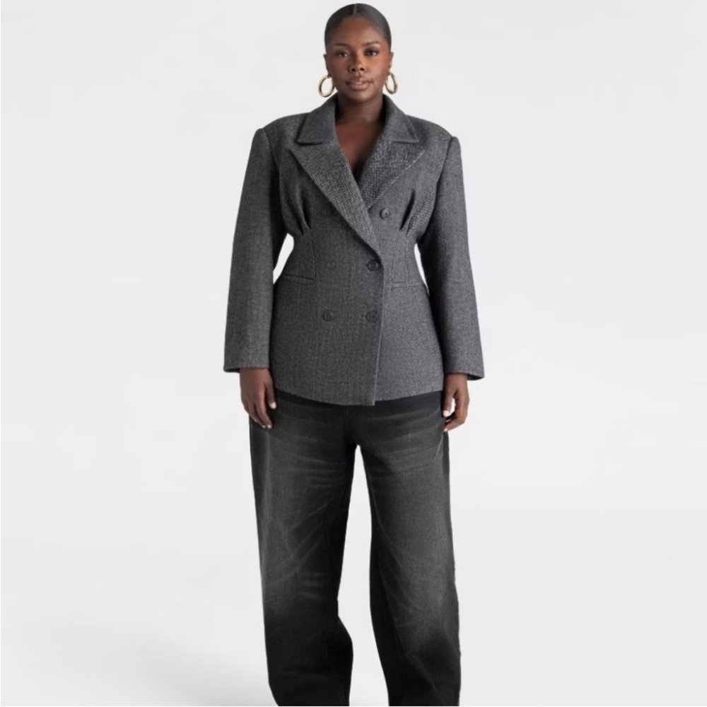 Women's Gray Double-Breasted Blazer